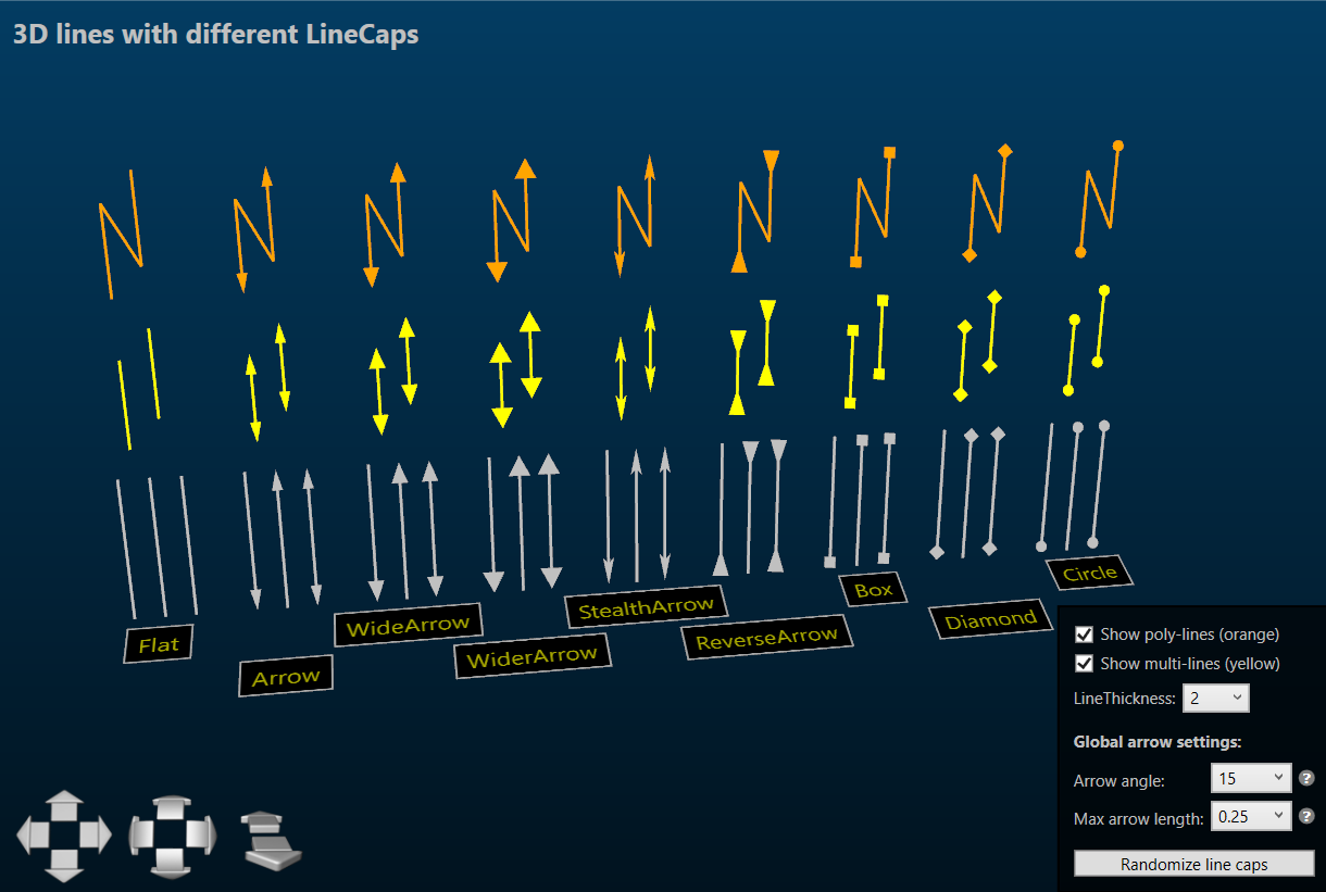 3D lines with different line caps