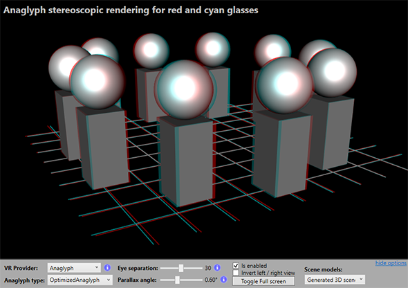 Anaglyph virtual reality with Ab3d.DXEngine rendering