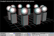 Anaglyph stereoscopic rendering for red-cyan glasses.