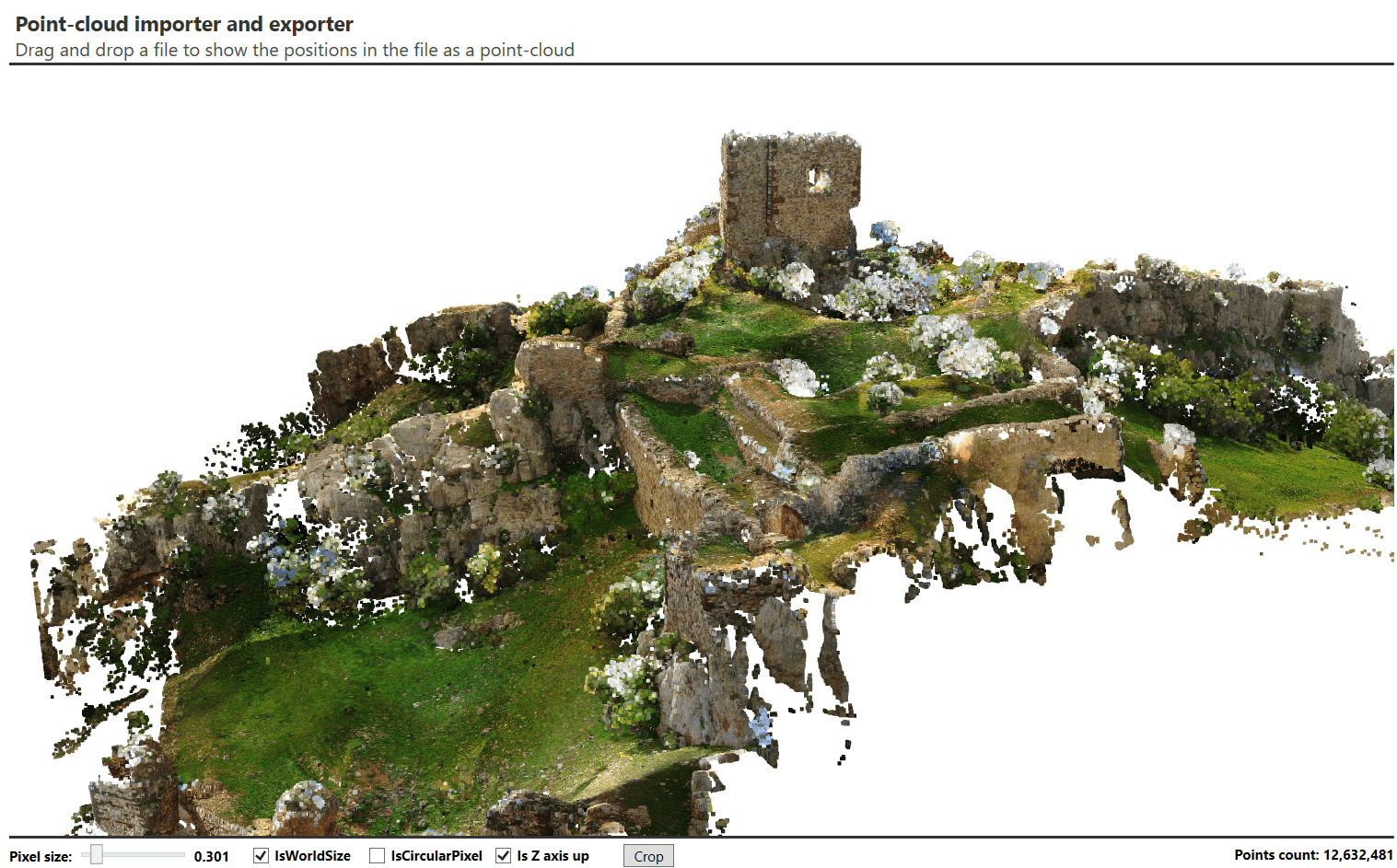 Importing point-cloud with more than 12 million pixels from a ply file.