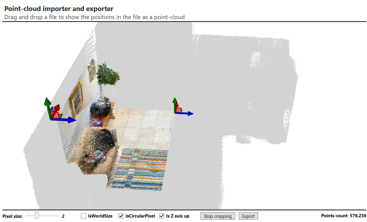 Cropping point-cloud and exportin it to a ply file.