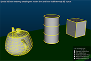Rendering hidden 3D lines with different line patterns.