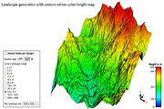 Rendering height map with VertexColorEffect - the sample also shows how the Diamond square algorithm progressively adds details to randomly generated height map.