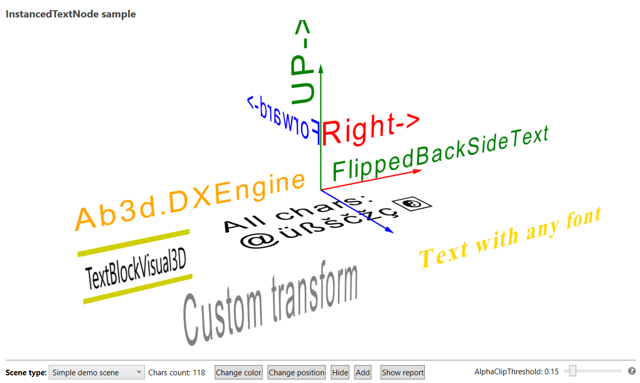 Showing different text with new InstancedTextNode object in new Ab3d.DXEngine