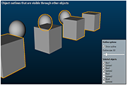 Rendering object outlines that are visible through other 3D objects.