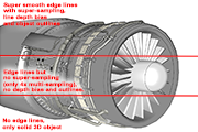 Super-smooth 3D lines in a CAD 3D scene.