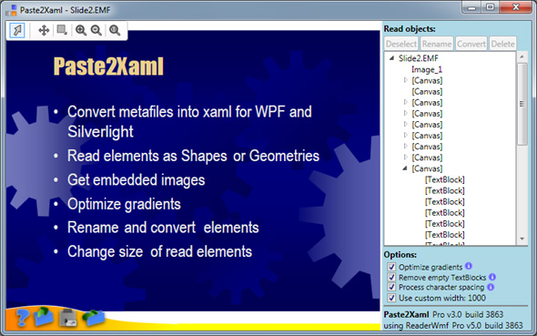 Paste2Xaml application with a slide from Microsoft PowerPoint