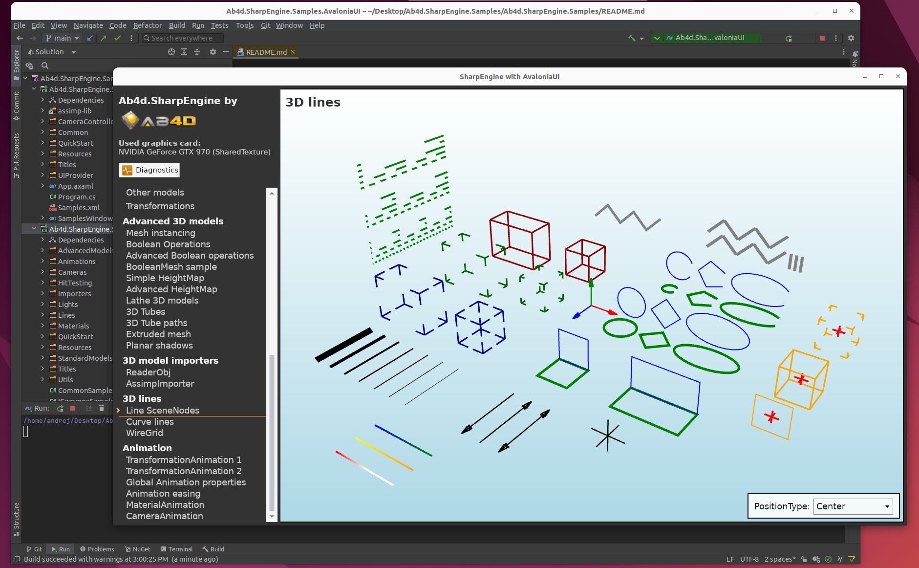 Ab4d.SharpEngine Vulkan samples in Avalonia application running on Linux