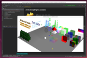 Ab4d.SharpEngine in  a generic SDL / Glfw application on Ubuntu Linux (Multi-SceneNodes sample)