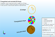 Created 3D mesh by extruding 2D shape into 3D space (shapes with holes are supported)