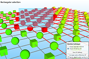 Rectangular selection by using ID bitmap (rendering bitmapt with object colors set to object ID)