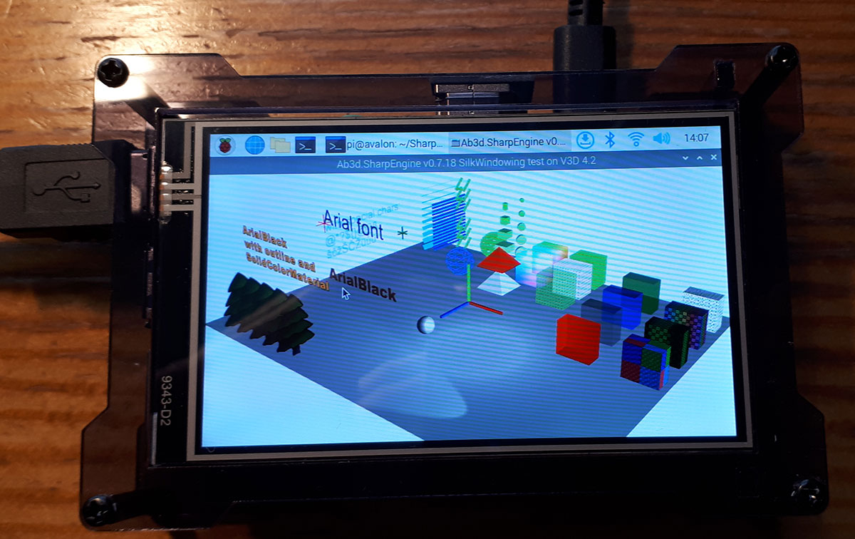 SharpEngine on Resberry Pi with touch screen (pre-alpha)