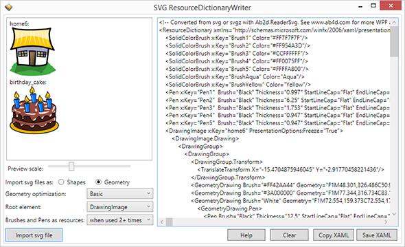 Svg ResourceDictionaryWriter screenshot