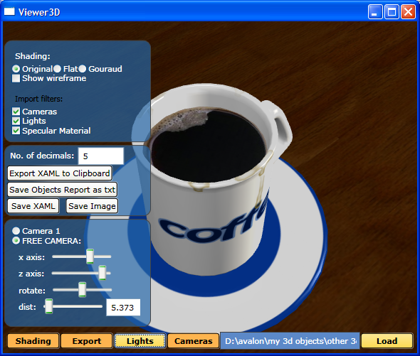 Viewer3D with coffee model