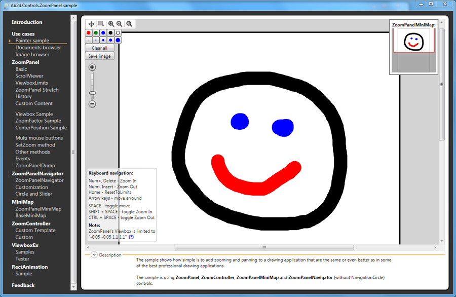ZoomPanel sample with simple painint application