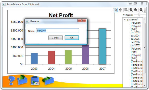 Paste2Xaml with excel graph